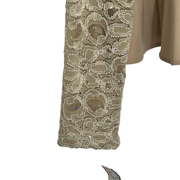 R&M Richards Lace Ruffle cover up Duster Shrug Champagne size XL - Picture 7 of 8